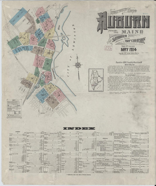 Sanborn Fire Insurance Map from Auburn, Androscoggin County, Maine. (1914) – Historic Sanborn Fire Insurance Map Print