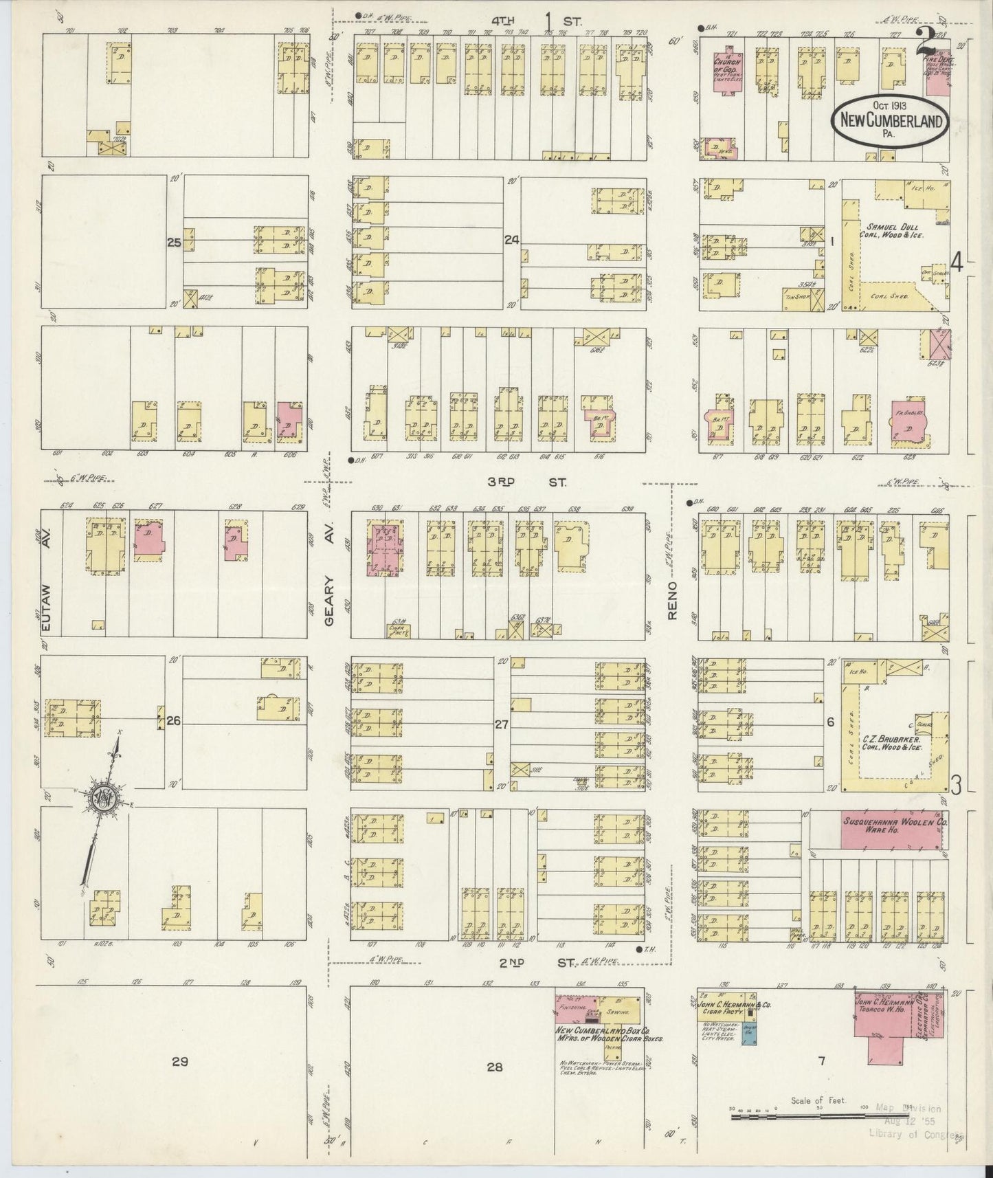 Sanborn Fire Insurance Map from New Cumberland, Cumberland County, Pennsylvania (1913), Sheet #0002 - Complete Map Set gallery image, historic Sanborn map, vintage wall art, Pennsylvania Pennsylvania