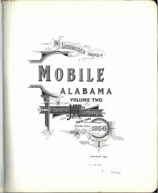 Sanborn Fire Insurance Map from Mobile, Mobile County, Alabama (1956), Sheet #0001 - Complete Map Set gallery image, historic Sanborn map, vintage wall art, Alabama Alabama