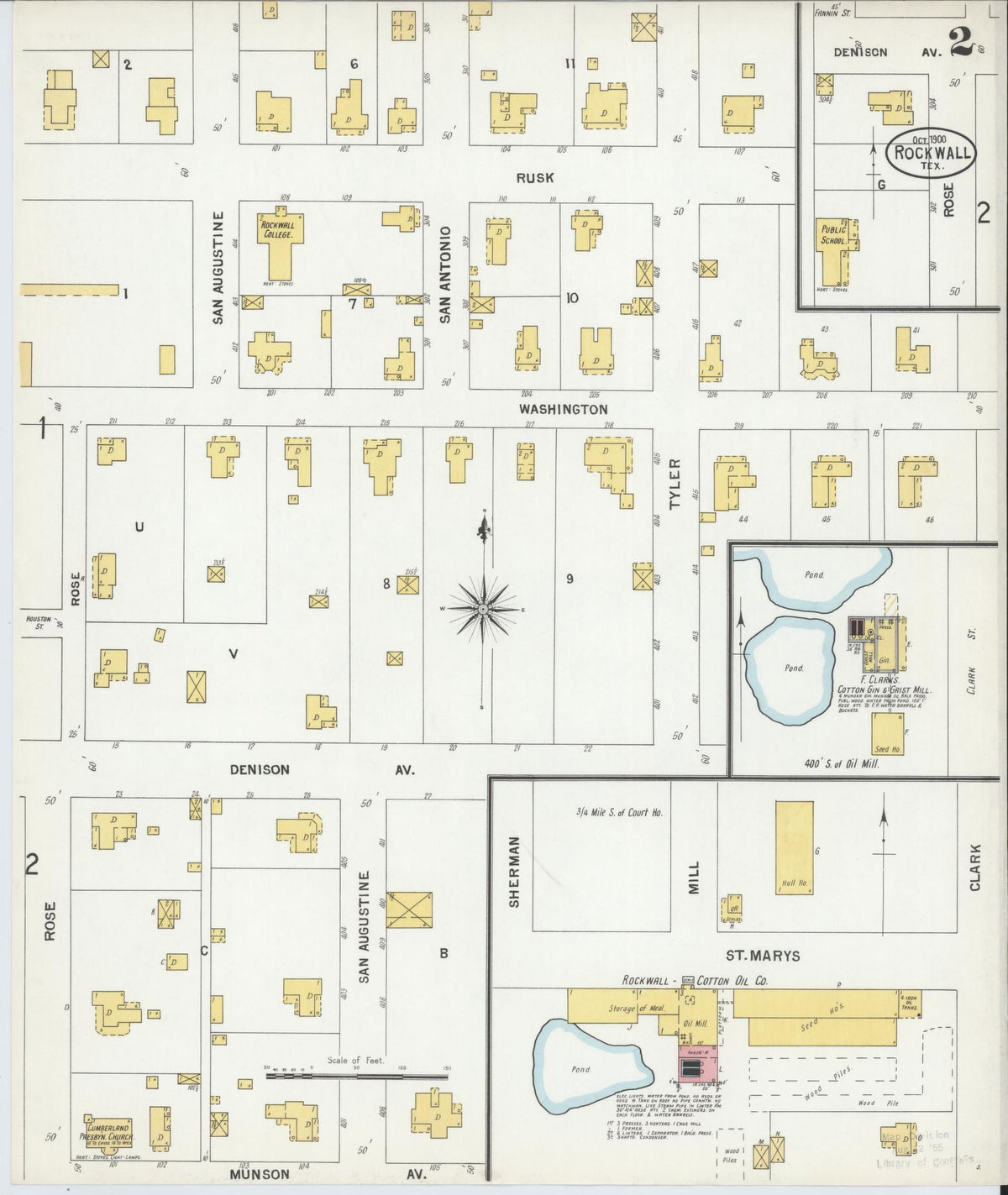 Sanborn Fire Insurance Map from Rockwall, Rockwall County, Texas (1900), Sheet #0002 - Complete Map Set gallery image, historic Sanborn map, vintage wall art, Texas Texas
