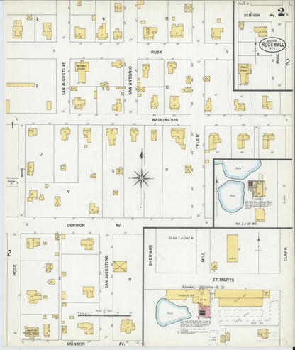 Sanborn Fire Insurance Map from Rockwall, Rockwall County, Texas (1900), Sheet #0002 - Complete Map Set gallery image, historic Sanborn map, vintage wall art, Texas Texas