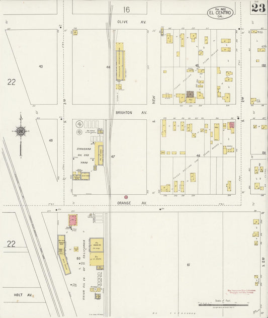 Sanborn Fire Insurance Map from El Centro, Imperial County, California (1922), Sheet #0023 - Historic Sanborn Fire Insurance Map Print, vintage old map wall art, antique decor, genealogy gift, California California map
