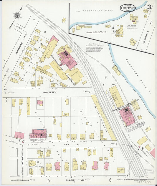 Sanborn Fire Insurance Map from Freeport, Stephenson County, Illinois (1918), Sheet #0003 - Historic Sanborn Fire Insurance Map Print, vintage old map wall art, antique decor, genealogy gift, Illinois Illinois map