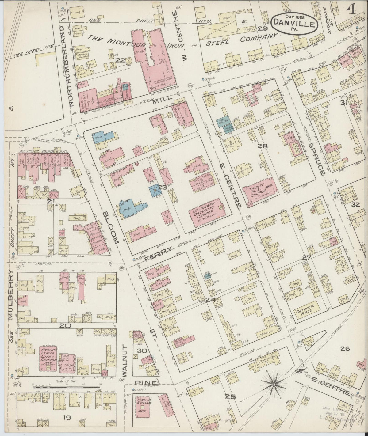 Sanborn Fire Insurance Map from Danville, Montour County, Pennsylvania (1885), Sheet #0004 - Complete Map Set gallery image, historic Sanborn map, vintage wall art, Pennsylvania Pennsylvania