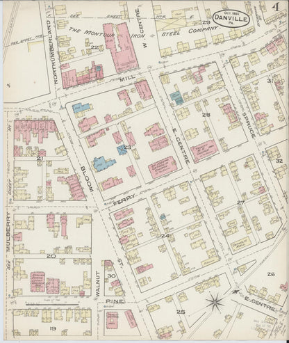 Sanborn Fire Insurance Map from Danville, Montour County, Pennsylvania (1885), Sheet #0004 - Complete Map Set gallery image, historic Sanborn map, vintage wall art, Pennsylvania Pennsylvania