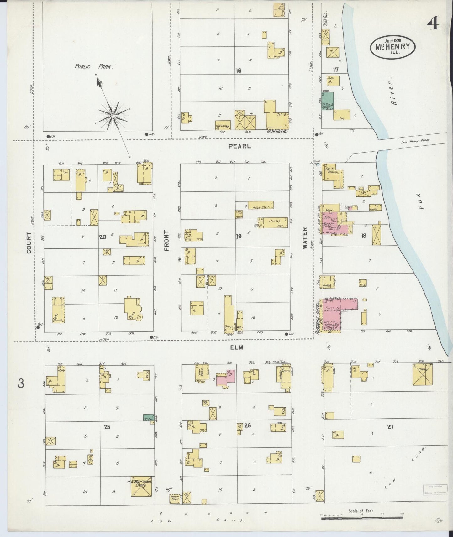 Sanborn Fire Insurance Map from McHenry, McHenry County, Illinois (1898), Sheet #0004 - Complete Map Set gallery image, historic Sanborn map, vintage wall art, Illinois Illinois