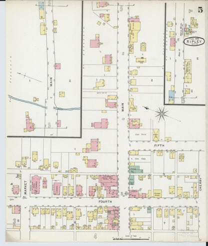 Sanborn Fire Insurance Map from Ripley, Brown County, Ohio (1895), Sheet #0005 - Historic Sanborn Fire Insurance Map Print, vintage old map wall art, antique decor, genealogy gift, Ohio Ohio map
