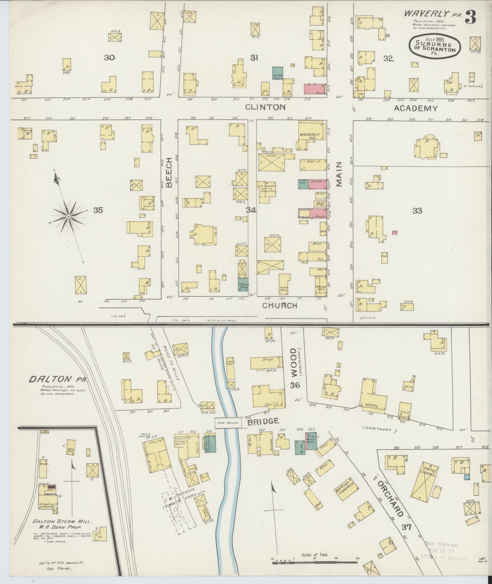 Sanborn Fire Insurance Map from Scranton Suburbs, Lackawanna County, Pennsylvania (1893), Sheet #0003 - Complete Map Set gallery image, historic Sanborn map, vintage wall art, Pennsylvania Pennsylvania