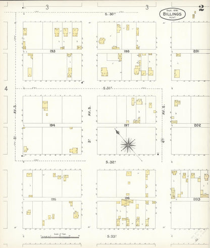 Sanborn Fire Insurance Map from Billings, Yellowstone County, Montana (1896), Sheet #0002 - Complete Map Set gallery image, historic Sanborn map, vintage wall art, Montana Montana