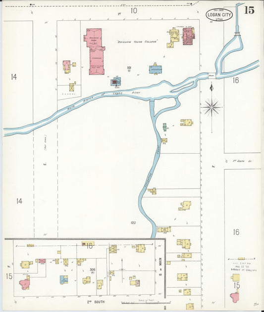 Sanborn Fire Insurance Map from Logan, Cache County, Utah (1900), Sheet #0015 - Historic Sanborn Fire Insurance Map Print, vintage old map wall art, antique decor, genealogy gift, Utah Utah map