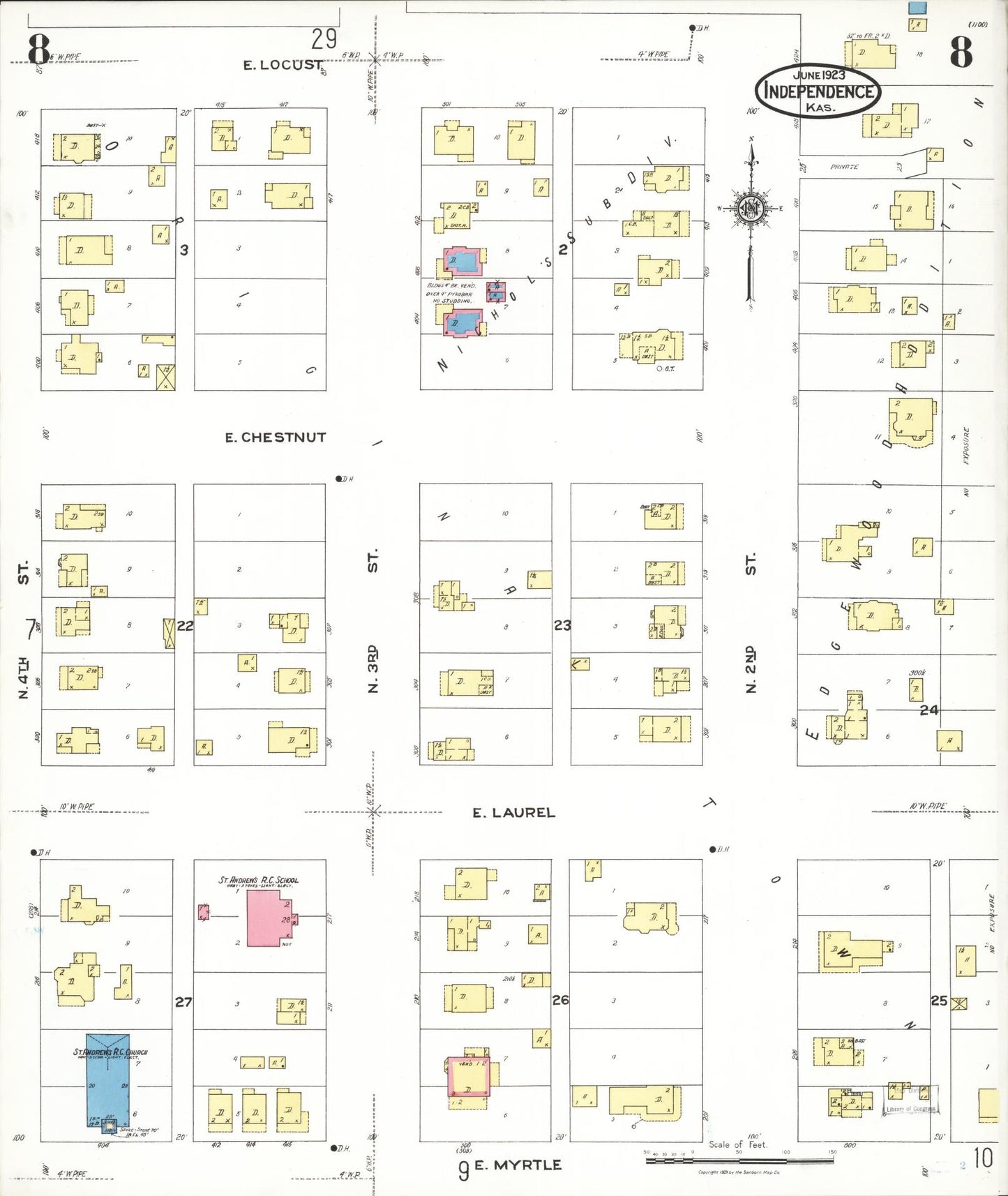 Sanborn Fire Insurance Map from Independence, Montgomery County, Kansas (1923), Sheet #0009 - Complete Map Set gallery image, historic Sanborn map, vintage wall art, Kansas Kansas
