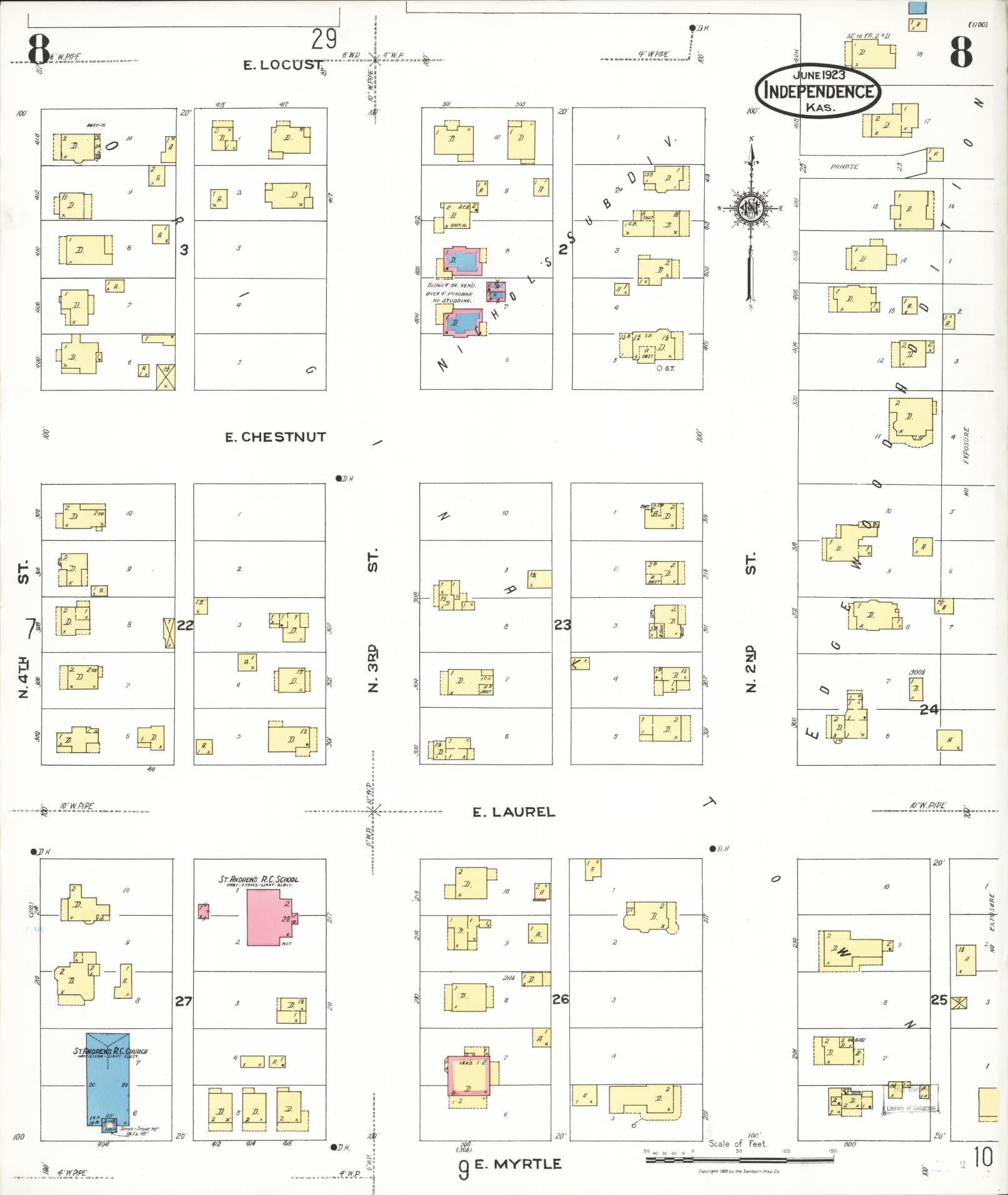 Sanborn Fire Insurance Map from Independence, Montgomery County, Kansas (1923), Sheet #0009 - Complete Map Set gallery image, historic Sanborn map, vintage wall art, Kansas Kansas