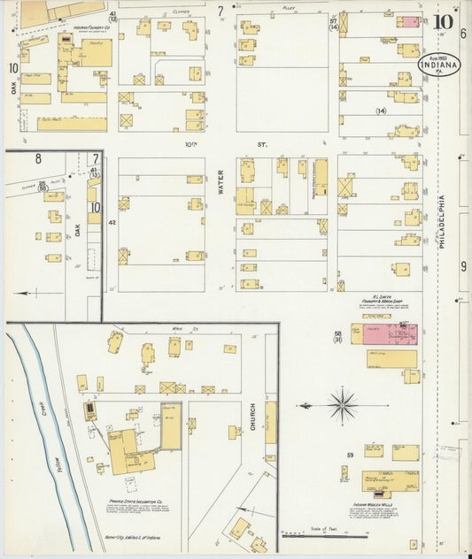 Sanborn Fire Insurance Map from Indiana, Indiana County, Pennsylvania (1903), Sheet #0010 - Historic Sanborn Fire Insurance Map Print, vintage old map wall art, antique decor, genealogy gift, Sanborn Fire Insurance Map from Indiana Indiana map