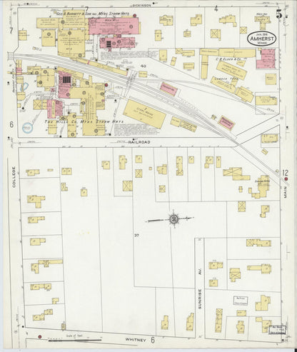 Sanborn Fire Insurance Map from Amherst, Hampshire County, Massachusetts (1916), Sheet #0005 - Complete Map Set gallery image, historic Sanborn map, vintage wall art, Massachusetts Massachusetts