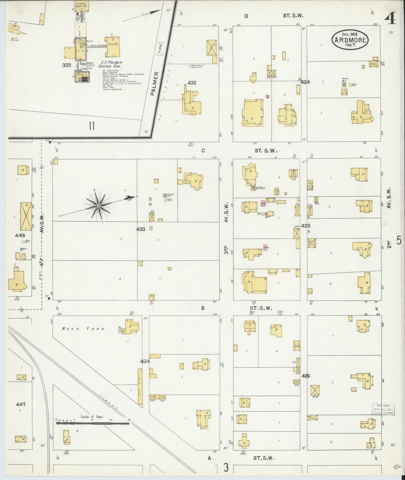 Sanborn Fire Insurance Map from Ardmore, Carter County, Oklahoma (1903), Sheet #0004 - Complete Map Set gallery image, historic Sanborn map, vintage wall art, Oklahoma Oklahoma