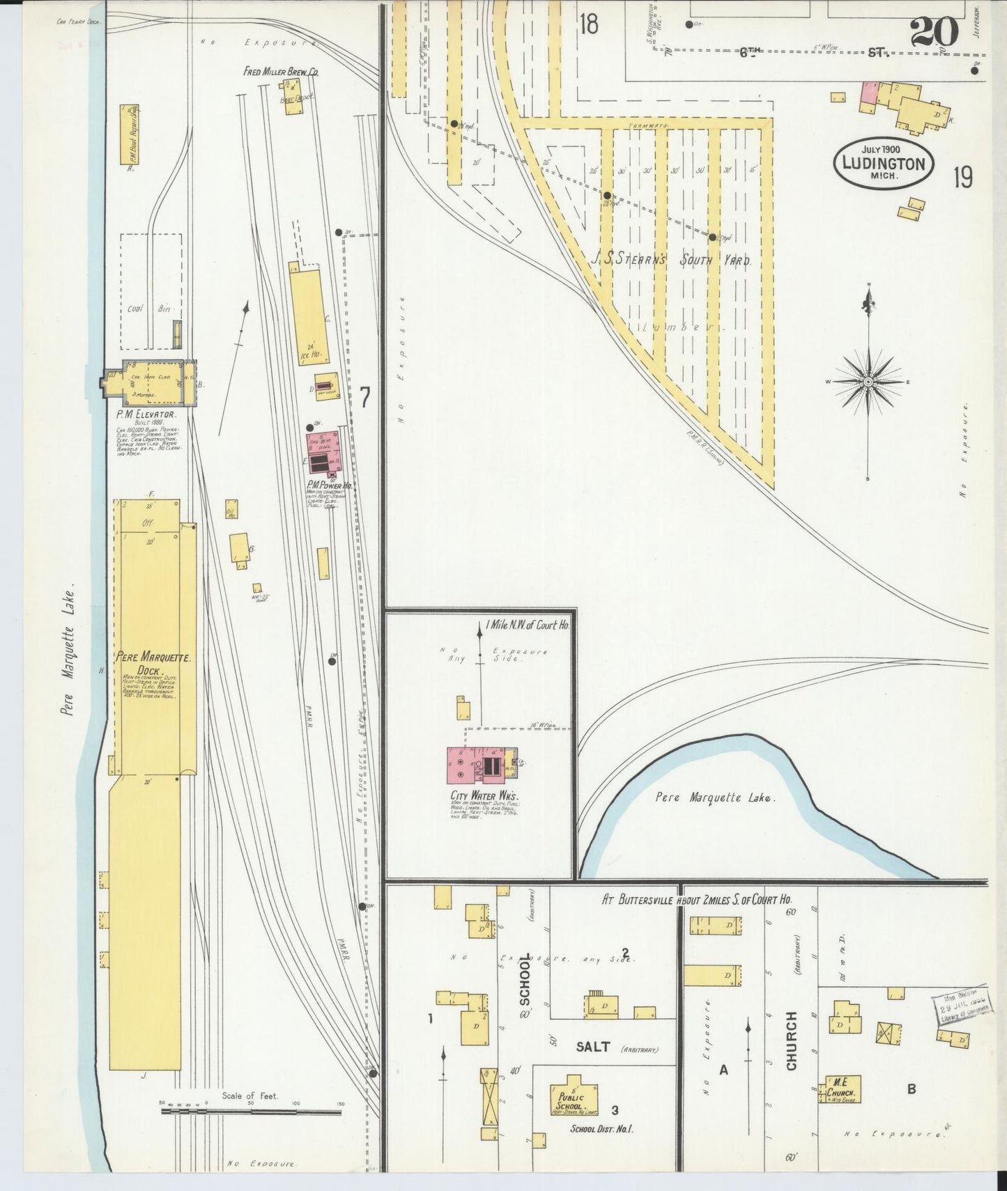 Sanborn Fire Insurance Map from Ludington, Mason County, Michigan (1900), Sheet #0020 - Complete Map Set gallery image, historic Sanborn map, vintage wall art, Michigan Michigan
