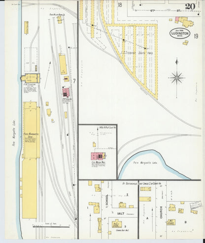 Sanborn Fire Insurance Map from Ludington, Mason County, Michigan (1900), Sheet #0020 - Complete Map Set gallery image, historic Sanborn map, vintage wall art, Michigan Michigan