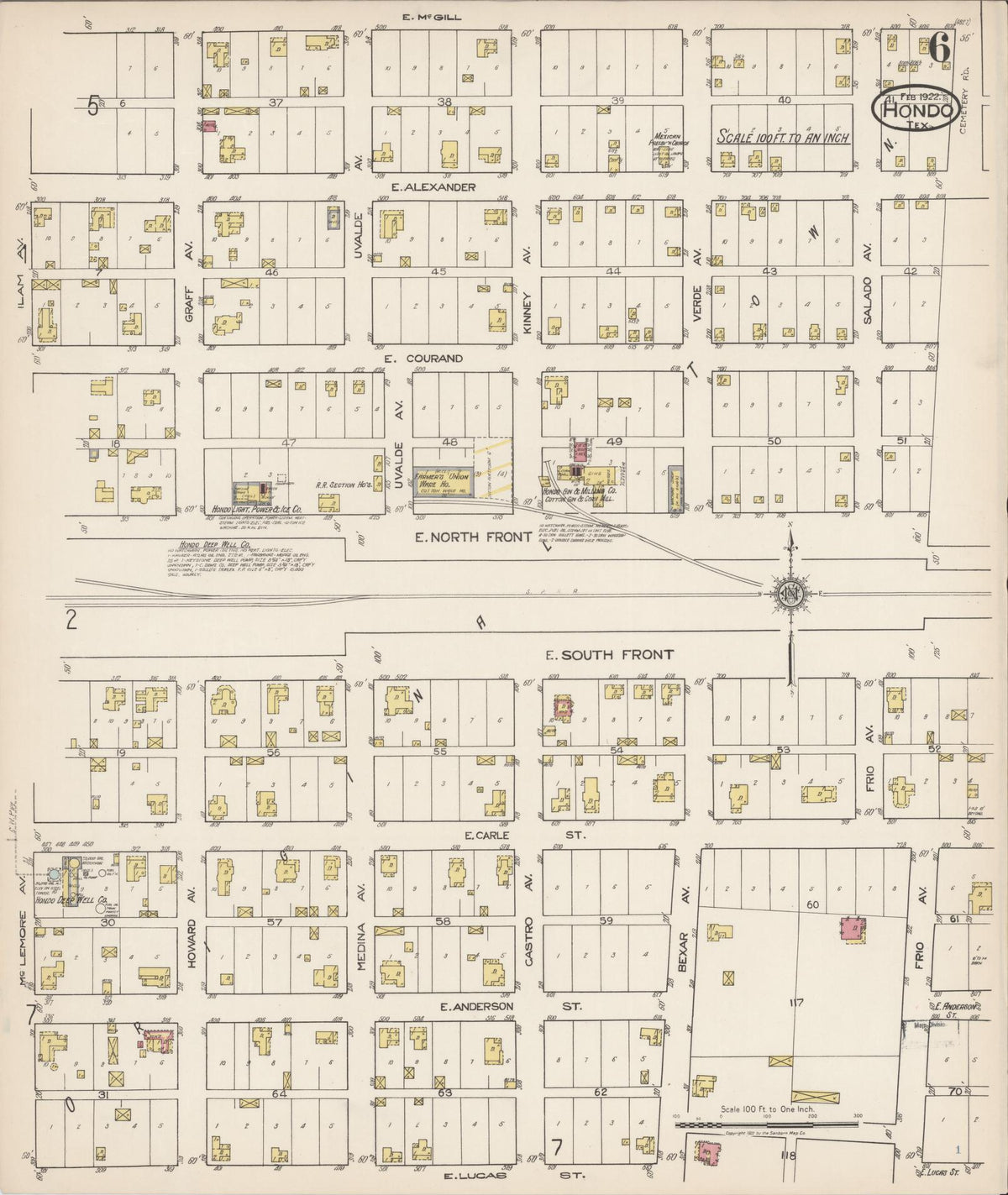 Sanborn Fire Insurance Map from Hondo, Medina County, Texas (1922), Sheet #0006 - Complete Map Set gallery image, historic Sanborn map, vintage wall art, Texas Texas