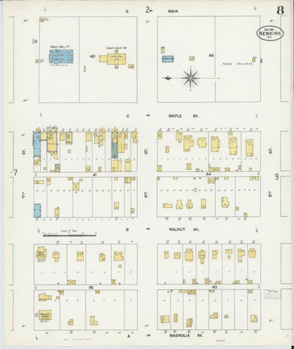 Sanborn Fire Insurance Map from Newkirk, Kay County, Oklahoma (1901), Sheet #0008 - Complete Map Set gallery image, historic Sanborn map, vintage wall art, Oklahoma Oklahoma