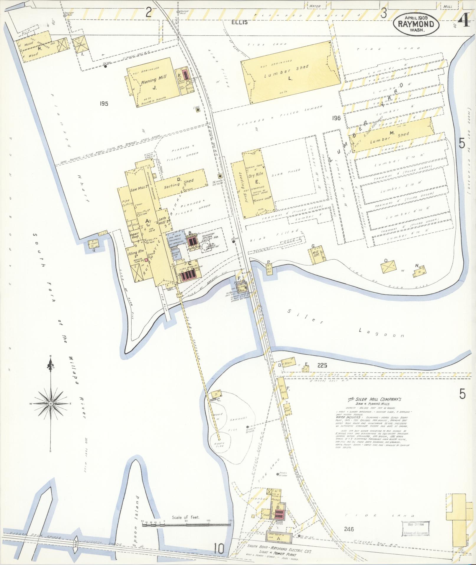 Sanborn Fire Insurance Map from Raymond, Pacific County, Washington (1909), Sheet #0004 - Complete Map Set gallery image, historic Sanborn map, vintage wall art, Washington Washington