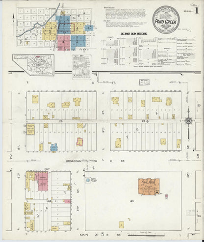 Sanborn Fire Insurance Map from Pond Creek, Grant County, Oklahoma (1916), Sheet #0001 - Complete Map Set gallery image, historic Sanborn map, vintage wall art, Oklahoma Oklahoma