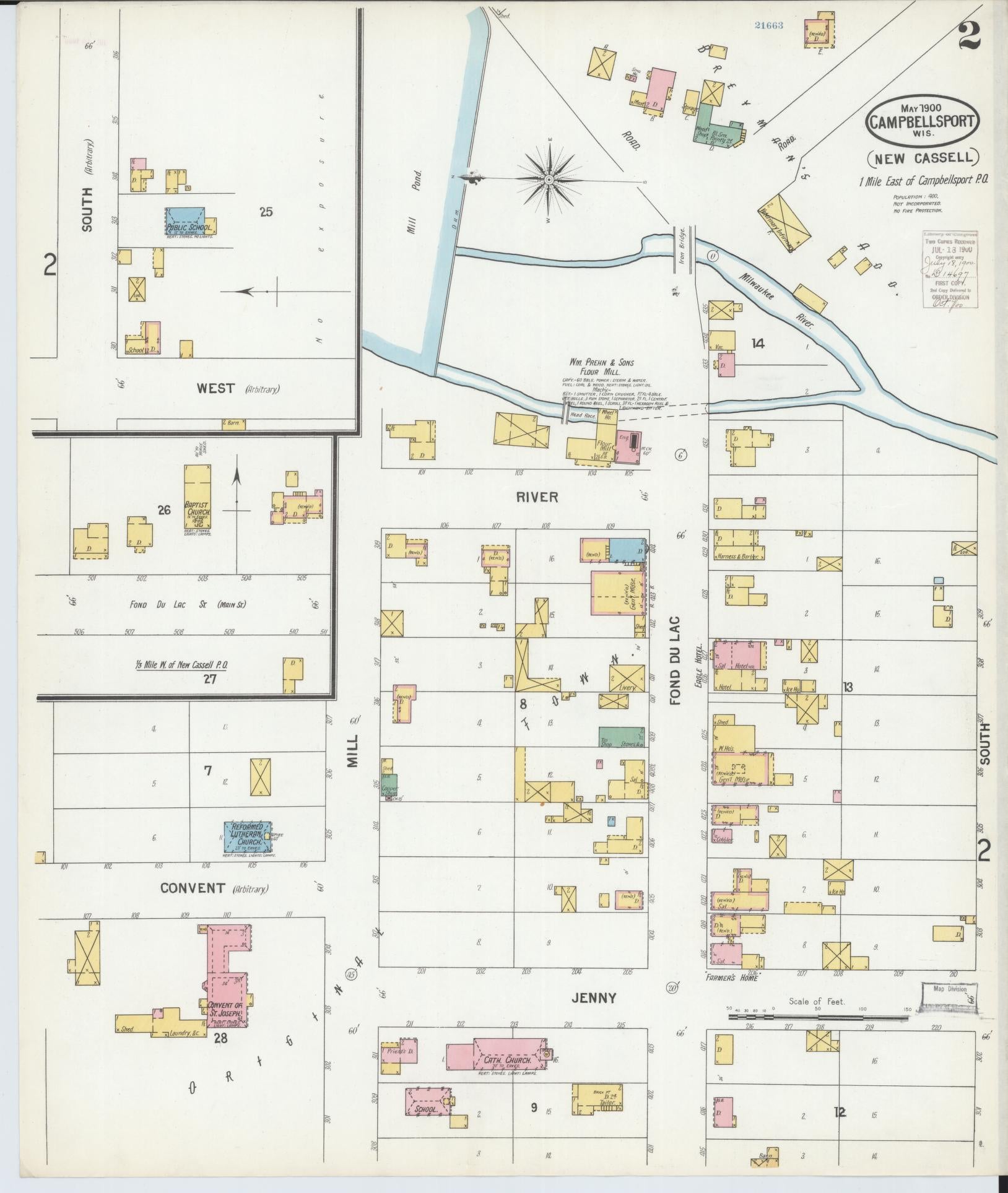 Sanborn Fire Insurance Map from Campbellsport, Fond du Lac County, Wisconsin (1900), Sheet #0002 - Historic Sanborn Fire Insurance Map Print, vintage old map wall art, antique decor, genealogy gift, Wisconsin Wisconsin map
