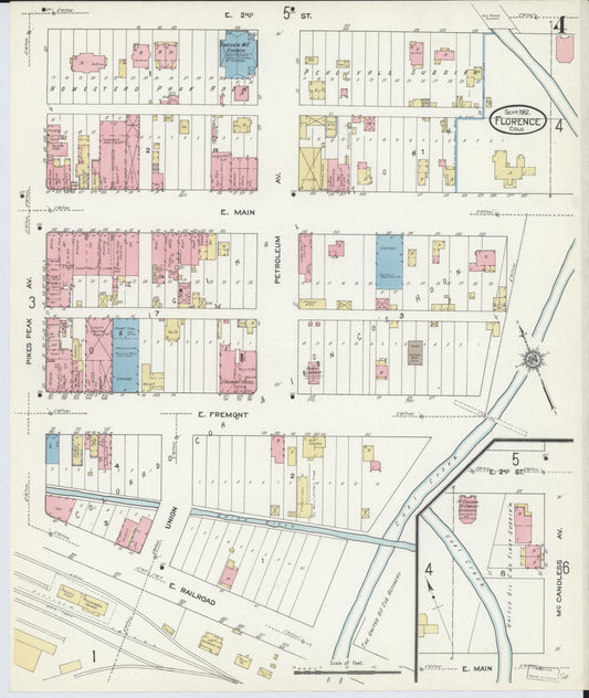Sanborn Fire Insurance Map from Florence, Fremont County, Colorado (1912), Sheet #0004 - Historic Sanborn Fire Insurance Map Print, vintage old map wall art, antique decor, genealogy gift, Colorado Colorado map