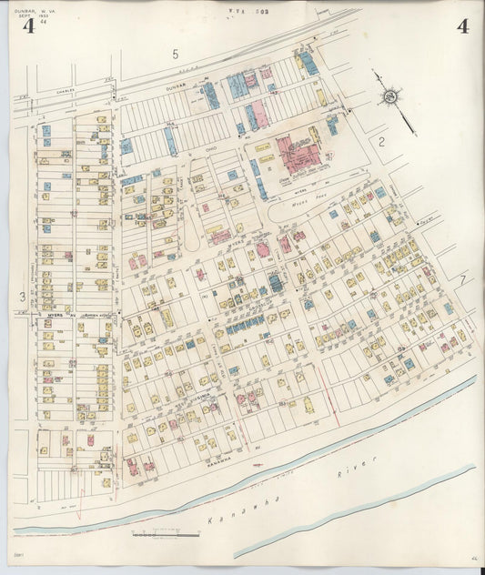Sanborn Fire Insurance Map from Dunbar, Kanawha County, West Virginia (1950), Sheet #0004 - Historic Sanborn Fire Insurance Map Print, vintage old map wall art, antique decor, genealogy gift, West Virginia West Virginia map