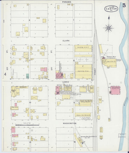 Sanborn Fire Insurance Map from Canton, Lewis County, Missouri (1896), Sheet #0005 - Complete Map Set gallery image, historic Sanborn map, vintage wall art, Missouri Missouri