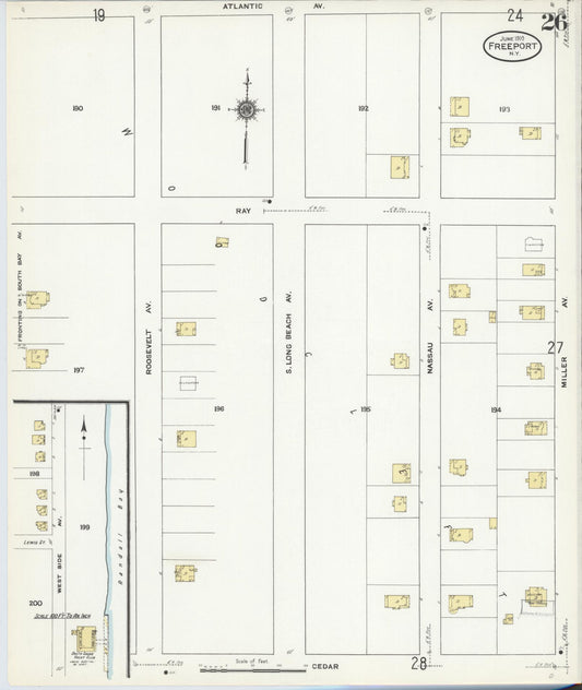Sanborn Fire Insurance Map from Freeport, Nassau County, New York (1910), Sheet #0026 - Historic Sanborn Fire Insurance Map Print, vintage old map wall art, antique decor, genealogy gift, New York New York map