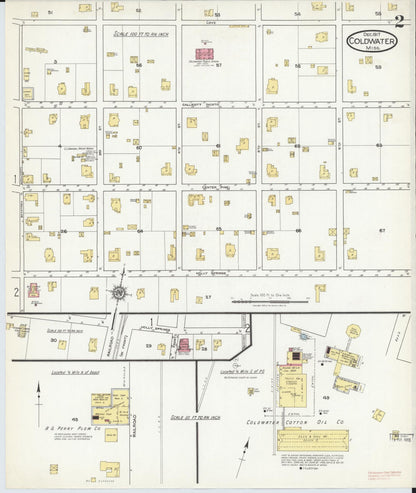 Sanborn Fire Insurance Map from Coldwater, Tate County, Mississippi (1917), Sheet #0002 - Complete Map Set gallery image, historic Sanborn map, vintage wall art, Mississippi Mississippi