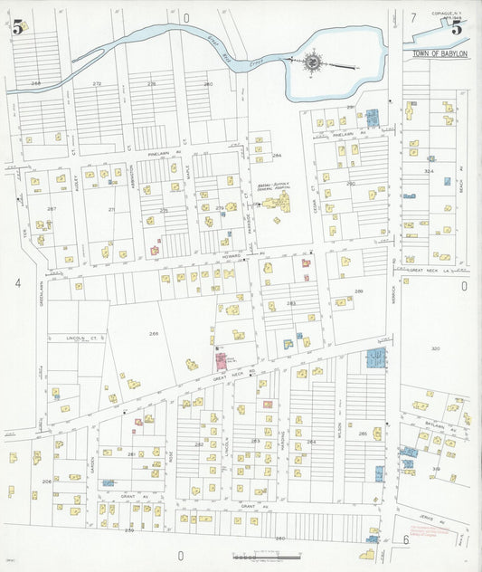 Sanborn Fire Insurance Map from Copiague, Suffolk County, New York (1948), Sheet #0005 - Historic Sanborn Fire Insurance Map Print, vintage old map wall art, antique decor, genealogy gift, New York New York map