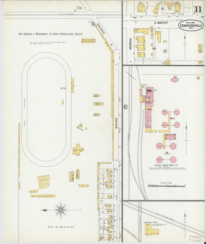 Sanborn Fire Insurance Map from Crawfordsville, Montgomery County, Indiana (1902), Sheet #0011 - Historic Sanborn Fire Insurance Map Print, vintage old map wall art, antique decor, genealogy gift, Indiana Indiana map