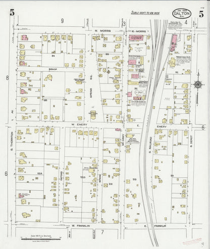Sanborn Fire Insurance Map from Dalton, Whitfield County, Georgia (1925), Sheet #0005 - Complete Map Set gallery image, historic Sanborn map, vintage wall art, Georgia Georgia