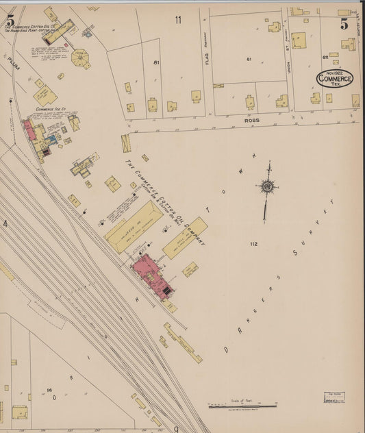 Sanborn Fire Insurance Map from Commerce, Hunt County, Texas (1922), Sheet #0005 - Historic Sanborn Fire Insurance Map Print, vintage old map wall art, antique decor, genealogy gift, Texas Texas map