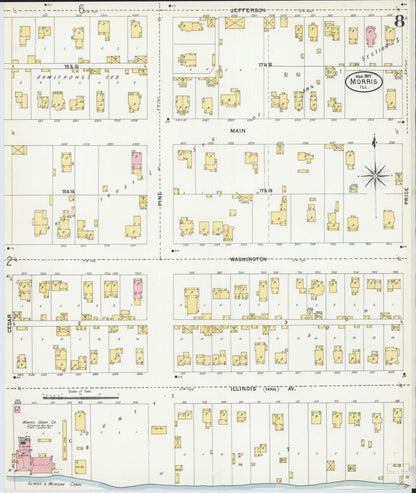 Sanborn Fire Insurance Map from Morris, Grundy County, Illinois (1907), Sheet #0008 - Complete Map Set gallery image, historic Sanborn map, vintage wall art, Illinois Illinois