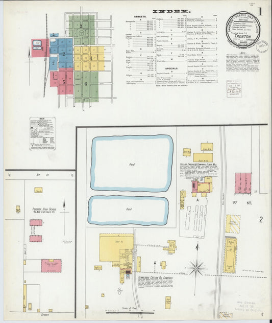 Sanborn Fire Insurance Map from Trenton, Gibson County, Tennessee (1900), Sheet #0001 - Historic Sanborn Fire Insurance Map Print, vintage old map wall art, antique decor, genealogy gift, Tennessee Tennessee map