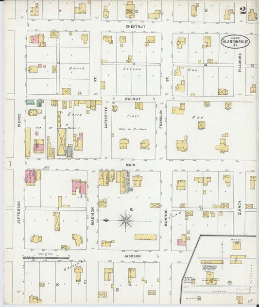 Sanborn Fire Insurance Map from Blandinsville, Mcdonough County, Illinois (1898), Sheet #0002 - Historic Sanborn Fire Insurance Map Print, vintage old map wall art, antique decor, genealogy gift, Illinois Illinois map