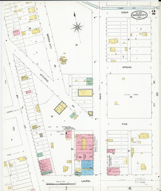 Sanborn Fire Insurance Map from Garden City, Finney County, Kansas (1905), Sheet #0002 - Historic Sanborn Fire Insurance Map Print, vintage old map wall art, antique decor, genealogy gift, Kansas Kansas map