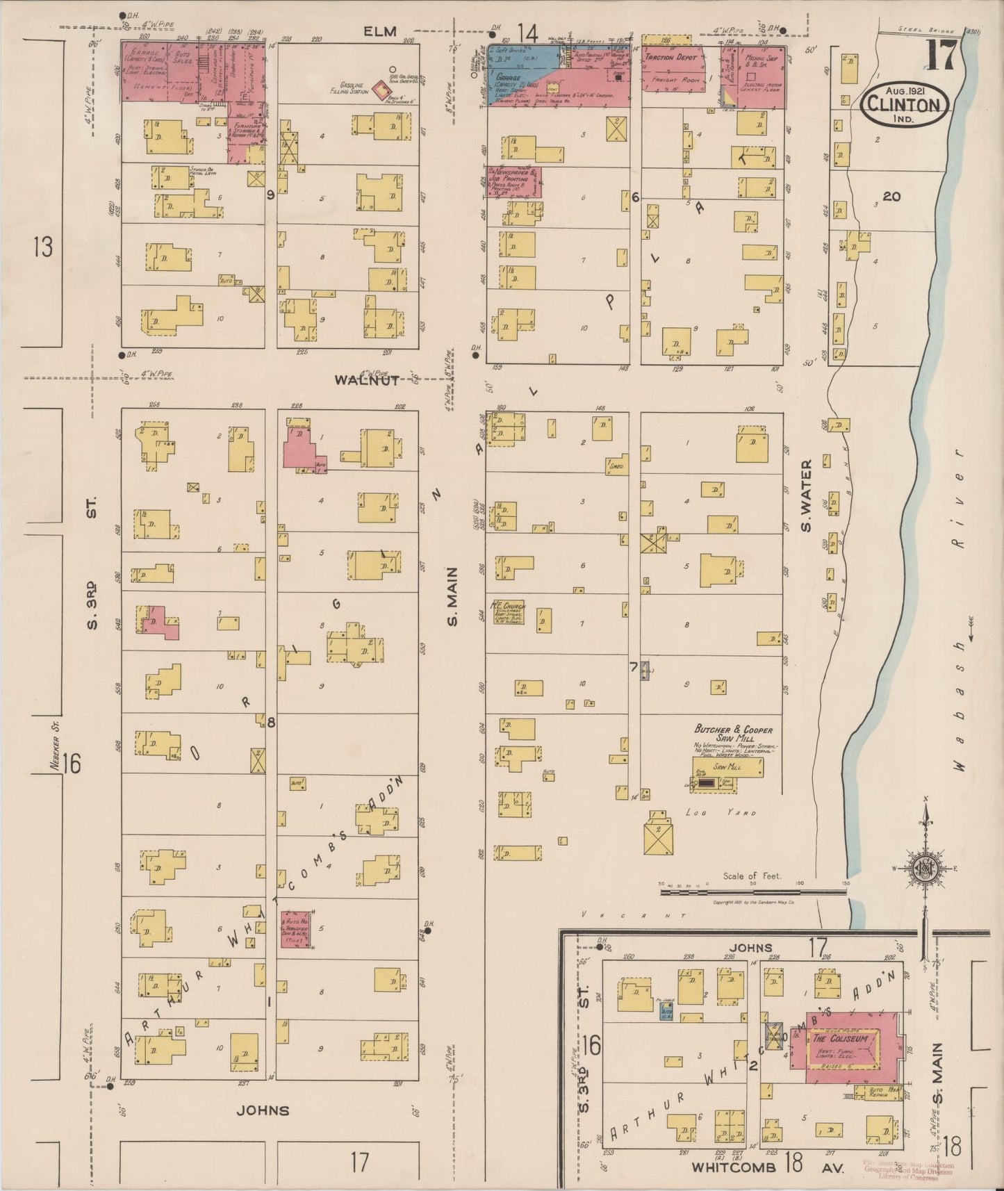Sanborn Fire Insurance Map from Clinton, Vermillion County, Indiana (1921), Sheet #0017 - Complete Map Set gallery image, historic Sanborn map, vintage wall art, Indiana Indiana