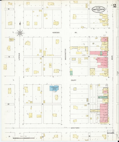 Sanborn Fire Insurance Map from Smith Center, Smith County, Kansas (1904), Sheet #0002 - Complete Map Set gallery image, historic Sanborn map, vintage wall art, Kansas Kansas