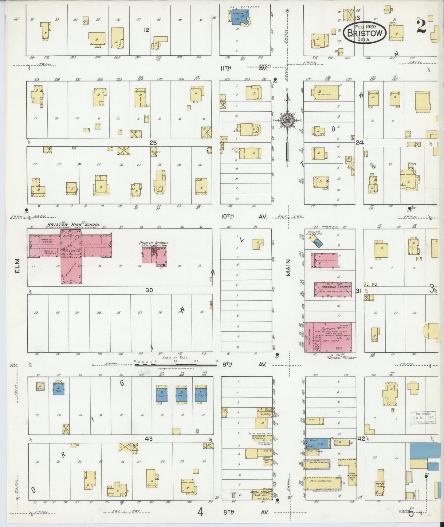 Sanborn Fire Insurance Map from Bristow, Creek County, Oklahoma (1920), Sheet #0002 - Complete Map Set gallery image, historic Sanborn map, vintage wall art, Oklahoma Oklahoma