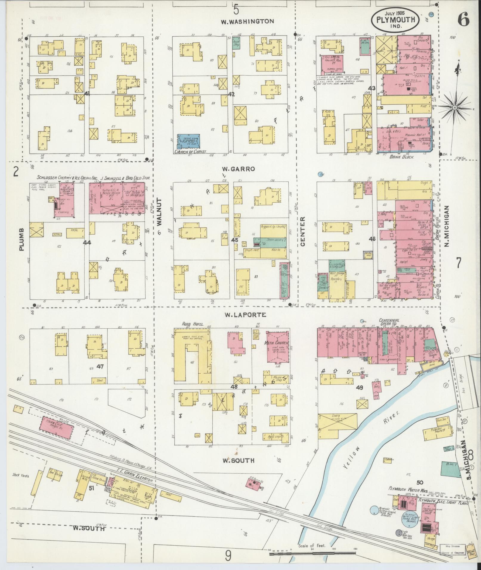 Sanborn Fire Insurance Map from Plymouth, Marhshall County, Indiana (1905), Sheet #0006 - Historic Sanborn Fire Insurance Map Print, vintage old map wall art, antique decor, genealogy gift, Indiana Indiana map