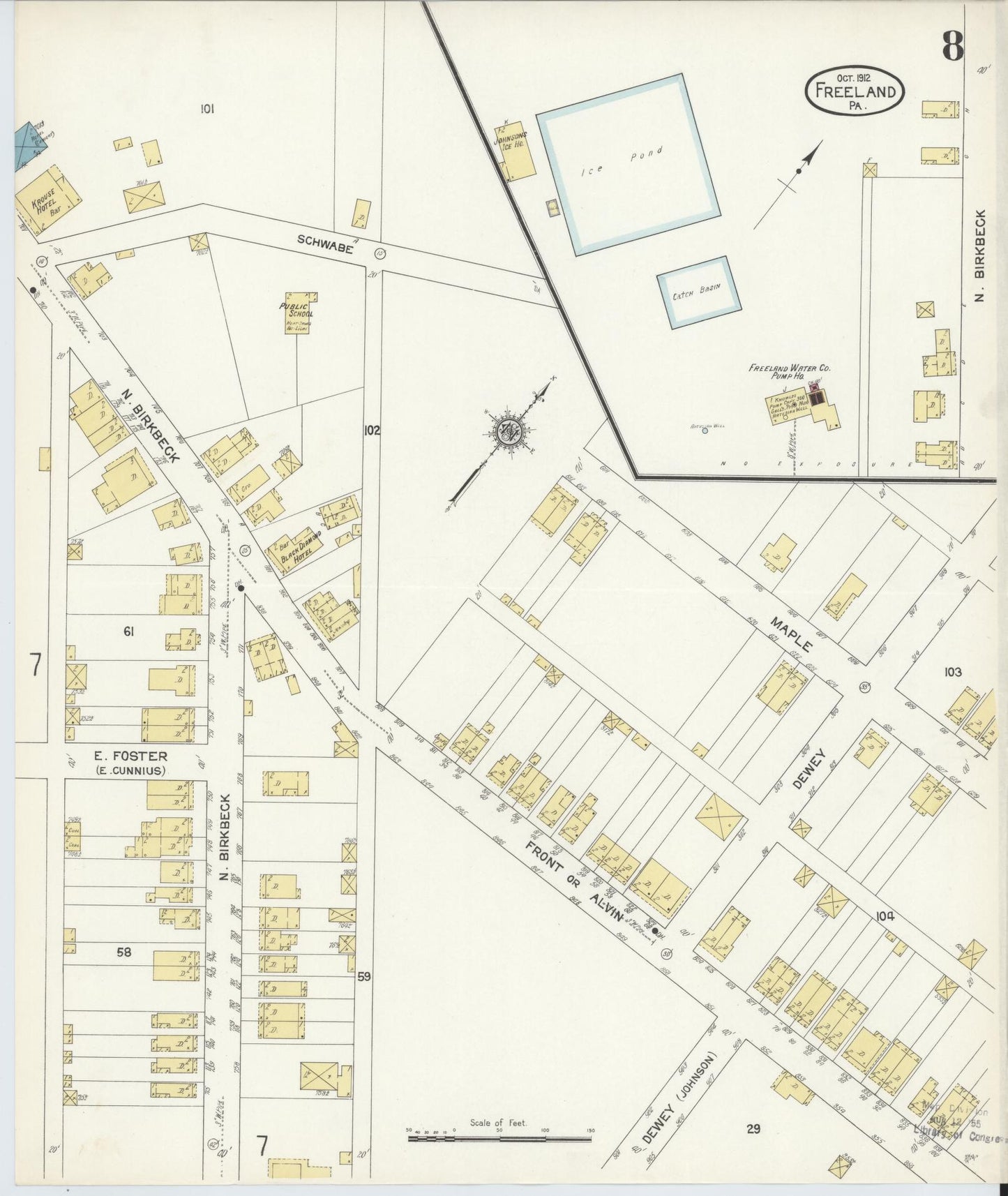 Sanborn Fire Insurance Map from Freeland, Luzerne County, Pennsylvania (1912), Sheet #0008 - Historic Sanborn Fire Insurance Map Print, vintage old map wall art, antique decor, genealogy gift, Pennsylvania Pennsylvania map