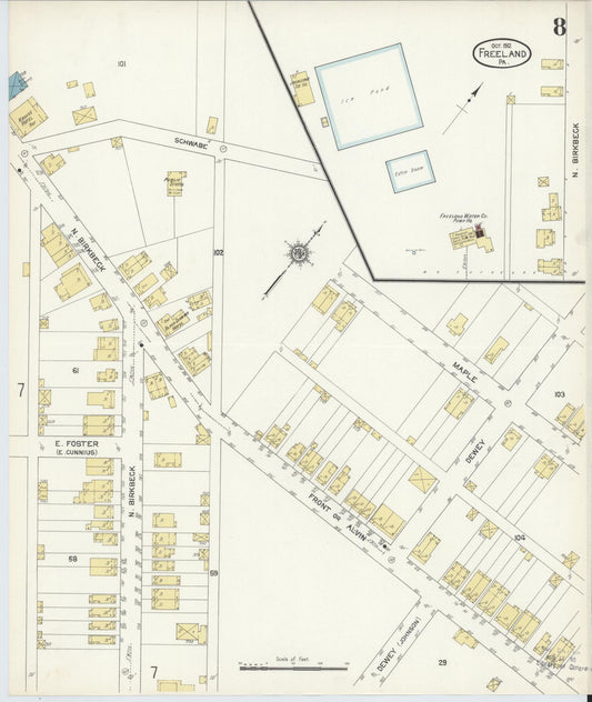 Sanborn Fire Insurance Map from Freeland, Luzerne County, Pennsylvania (1912), Sheet #0008 - Historic Sanborn Fire Insurance Map Print, vintage old map wall art, antique decor, genealogy gift, Pennsylvania Pennsylvania map