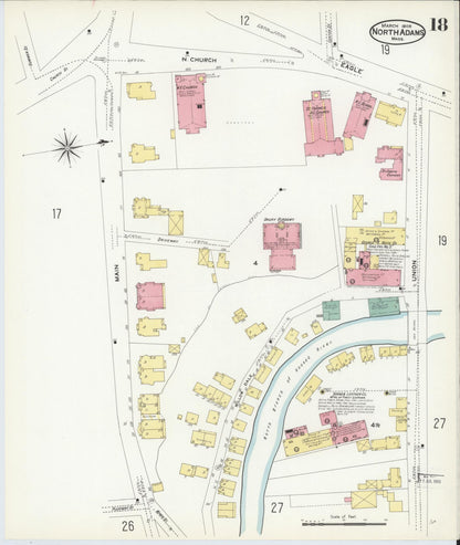 Sanborn Fire Insurance Map from North Adams, Berkshire County, Massachusetts (1908), Sheet #0018 - Historic Sanborn Fire Insurance Map Print, vintage old map wall art, antique decor, genealogy gift, Massachusetts Massachusetts map
