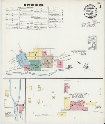 Sanborn Fire Insurance Map from Palmer, Hampden County, Massachusetts (1896), Sheet #0001 - Historic Sanborn Fire Insurance Map Print, vintage old map wall art, antique decor, genealogy gift, Massachusetts Massachusetts map