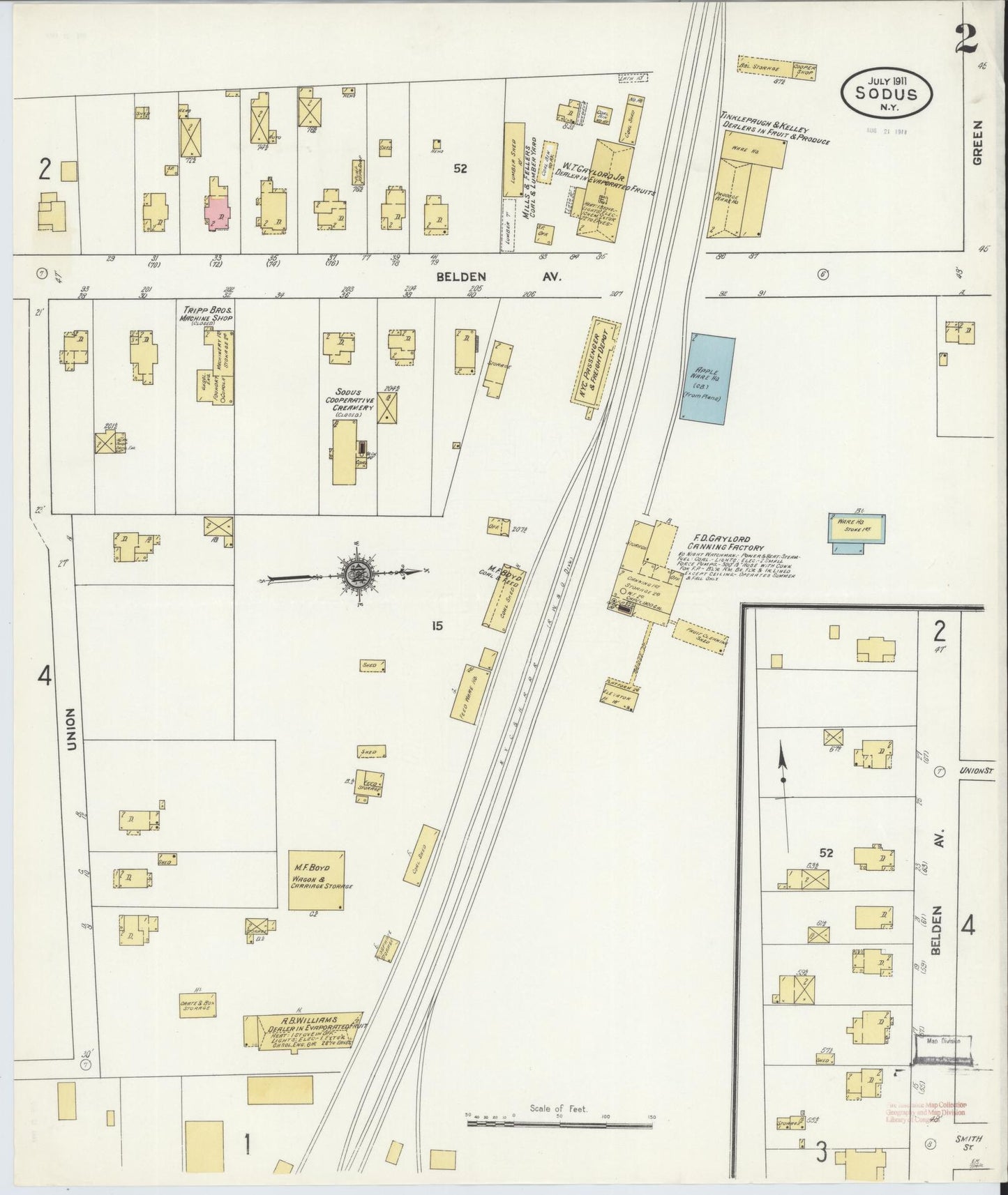 Sanborn Fire Insurance Map from Sodus, Wayne County, New York (1911), Sheet #0002 - Historic Sanborn Fire Insurance Map Print, vintage old map wall art, antique decor, genealogy gift, New York New York map