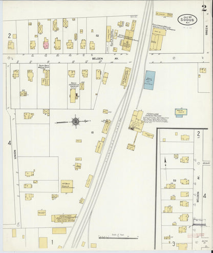 Sanborn Fire Insurance Map from Sodus, Wayne County, New York (1911), Sheet #0002 - Historic Sanborn Fire Insurance Map Print, vintage old map wall art, antique decor, genealogy gift, New York New York map