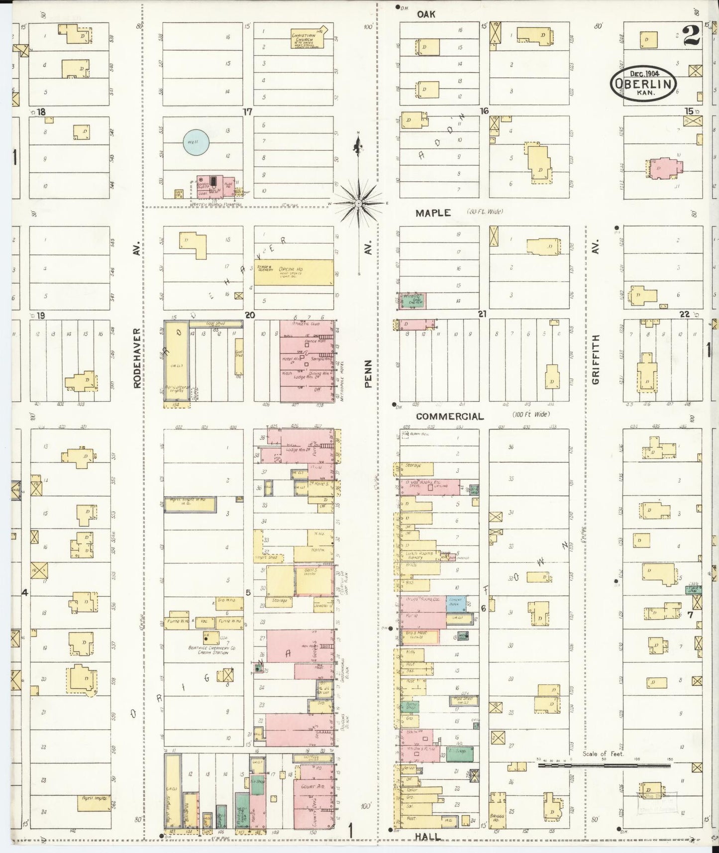Sanborn Fire Insurance Map from Oberlin, Decatur County, Kansas (1904), Sheet #0002 - Complete Map Set gallery image, historic Sanborn map, vintage wall art, Kansas Kansas
